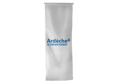 Oriflamme du Conseil Départemental de l'Ardèche en maille polyester