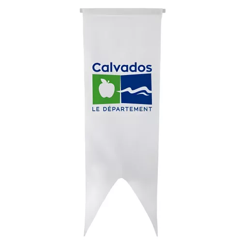 Oriflamme personnalisée du Conseil Départemental du Calvados en maille polyester