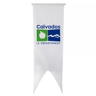 Oriflamme personnalisée du Conseil Départemental du Calvados en maille polyester