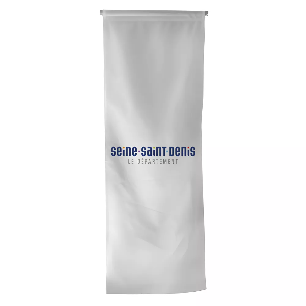 Oriflamme du Conseil Départemental de Seine-Saint-Denis en polyester Oriflamme du Conseil Départemental de Seine-Saint-Denis en polyester