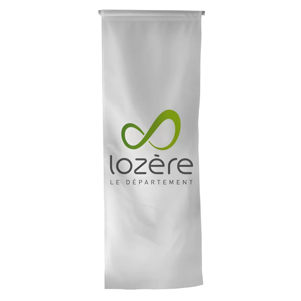 Oriflamme du Conseil Départemental de la Lozère en maille polyester Oriflamme du Conseil Départemental de la Lozère en maille polyester