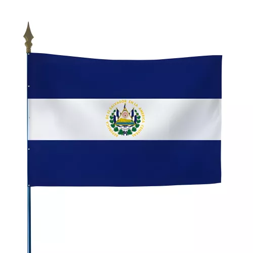 Drapeau Salvador en maille polyester sur hampe