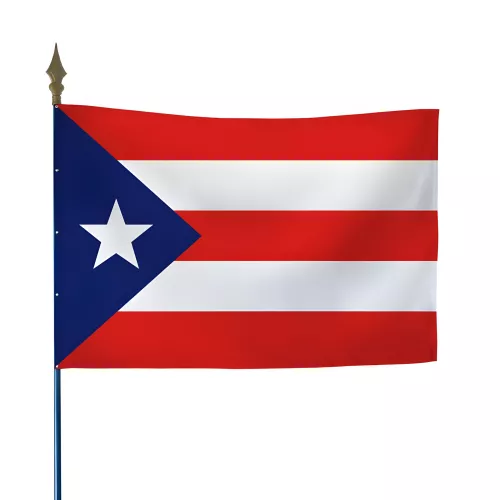 Drapeau Porto Rico en maille polyester sur hampe