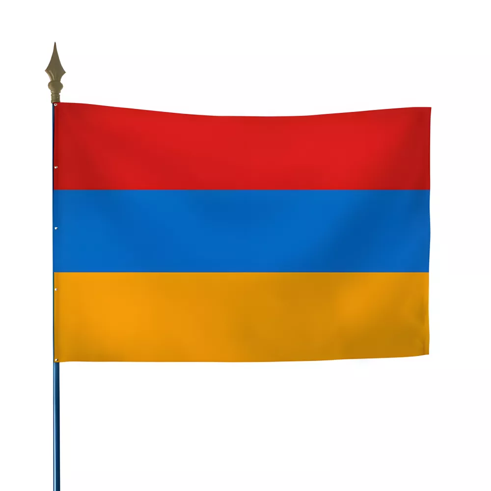 Drapeau Arménie en maille polyester avec hampe Drapeau Arménie en maille polyester avec hampe