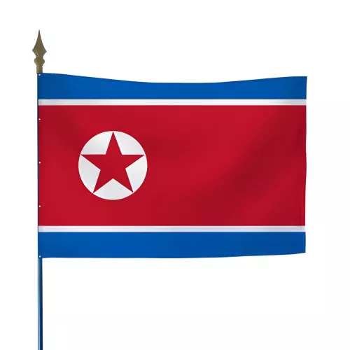 Drapeau Corée du Nord sur hampe polyester