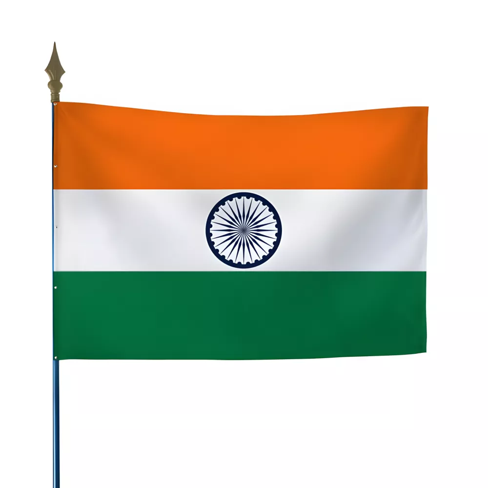 Drapeau Inde en maille polyester avec hampe Drapeau Inde en maille polyester avec hampe