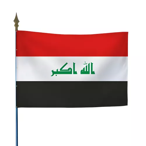 Drapeau Irak en maille polyester avec hampe
