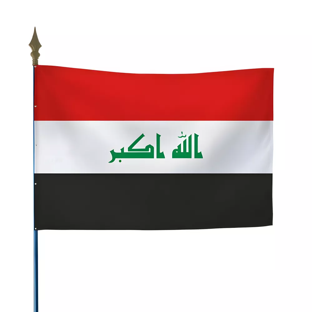 Drapeau Irak en maille polyester avec hampe Drapeau Irak en maille polyester avec hampe