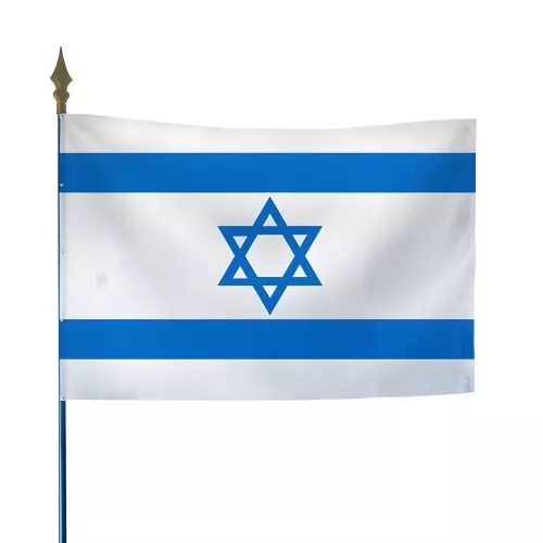 Drapeau Israël en maille polyester avec hampe