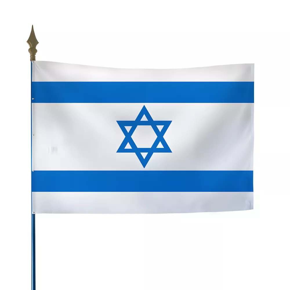 Drapeau Israël en maille polyester avec hampe Drapeau Israël en maille polyester avec hampe