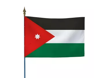 Drapeau Jordanie sur hampe bois avec lance