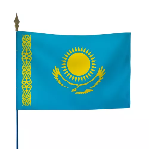 Drapeau Kazakhstan en maille polyester avec hampe