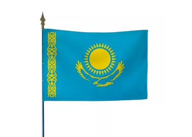 Drapeau Kazakhstan en maille polyester avec hampe