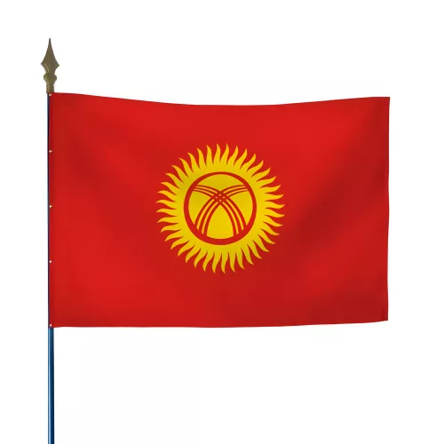Drapeau Kirghizistan en maille polyester avec hampe