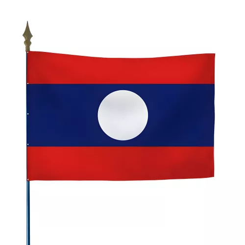 Drapeau Laos en maille polyester avec hampe