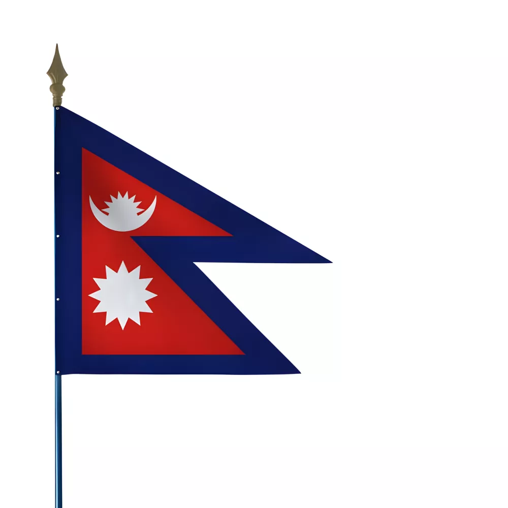 Drapeau Népal en maille polyester avec hampe Drapeau Népal en maille polyester avec hampe