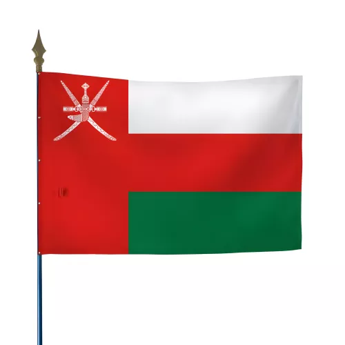 Drapeau Oman en maille polyester sur hampe