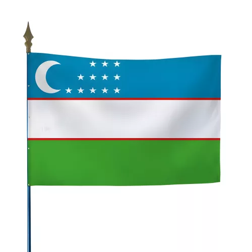 Drapeau Ouzbékistan en maille polyester avec hampe