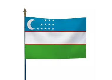 Drapeau Ouzbékistan en maille polyester avec hampe
