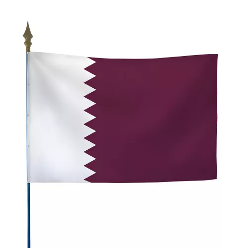 Drapeau Qatar en maille polyester avec hampe
