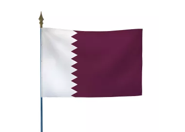 Drapeau Qatar en maille polyester avec hampe