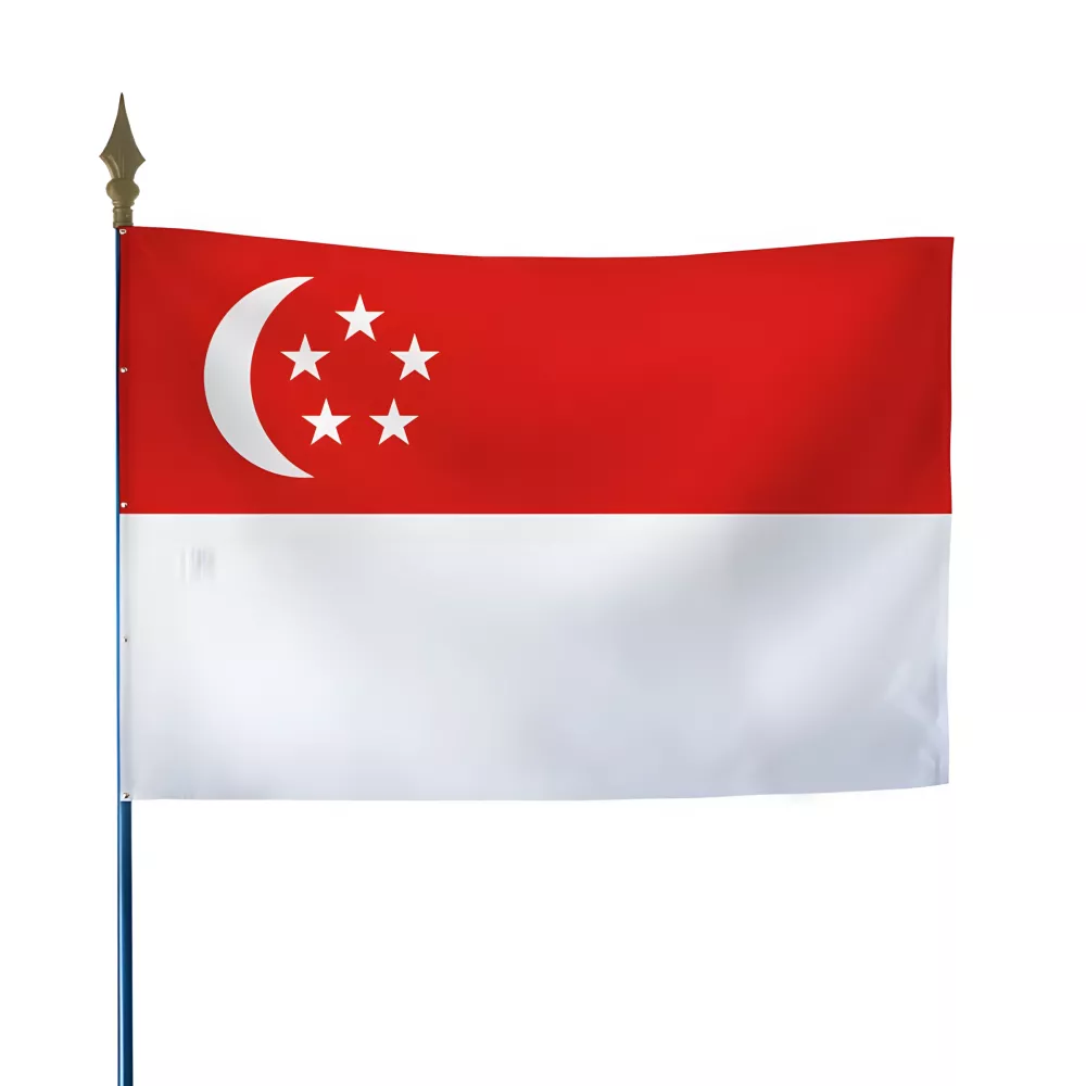 Drapeau Singapour en maille polyester 115 g/m² Drapeau Singapour en maille polyester 115 g/m²