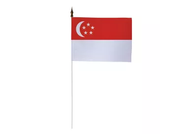 Drapeau de table Singapour 10 x 15 cm avec tige métallique