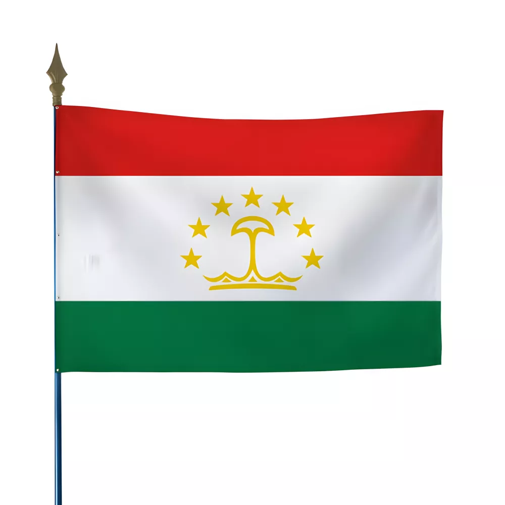 Drapeau Tadjikistan en maille polyester avec hampe