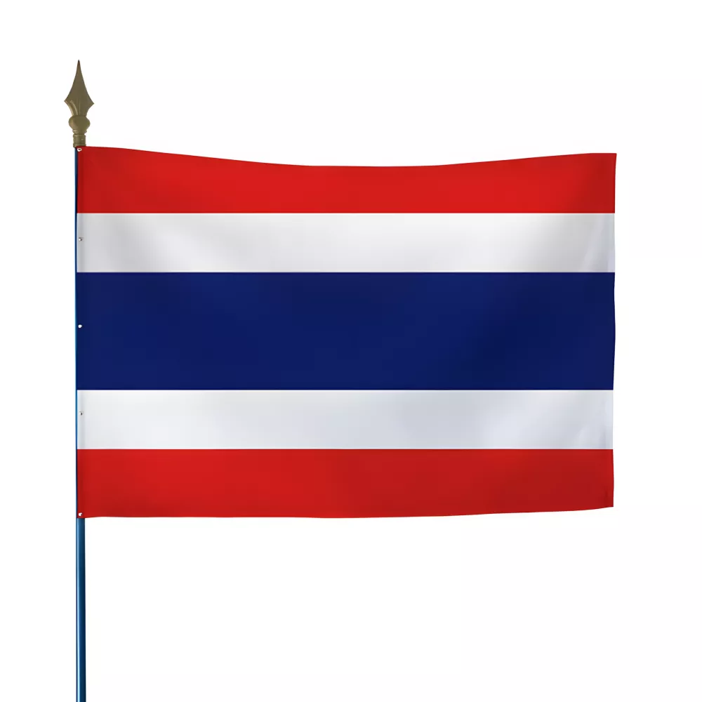 Drapeau Thaïlande en maille polyester avec hampe Drapeau Thaïlande en maille polyester avec hampe