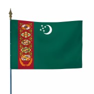 Drapeau Turkménistan en maille polyester avec hampe