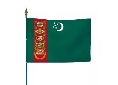 Drapeau Turkménistan en maille polyester avec hampe