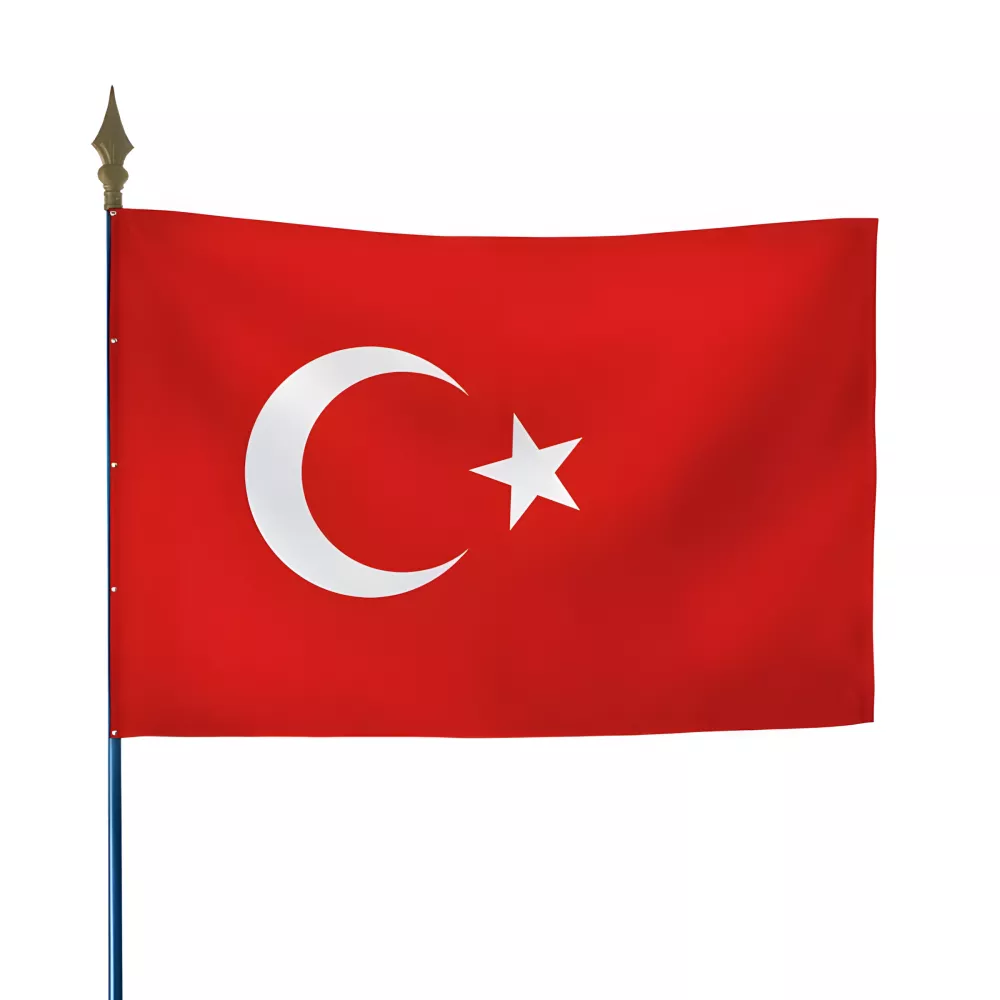 Drapeau Turquie en maille polyester avec hampe Drapeau Turquie en maille polyester avec hampe