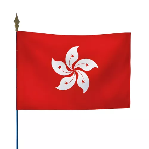 Drapeau Hong Kong en maille polyester avec hampe