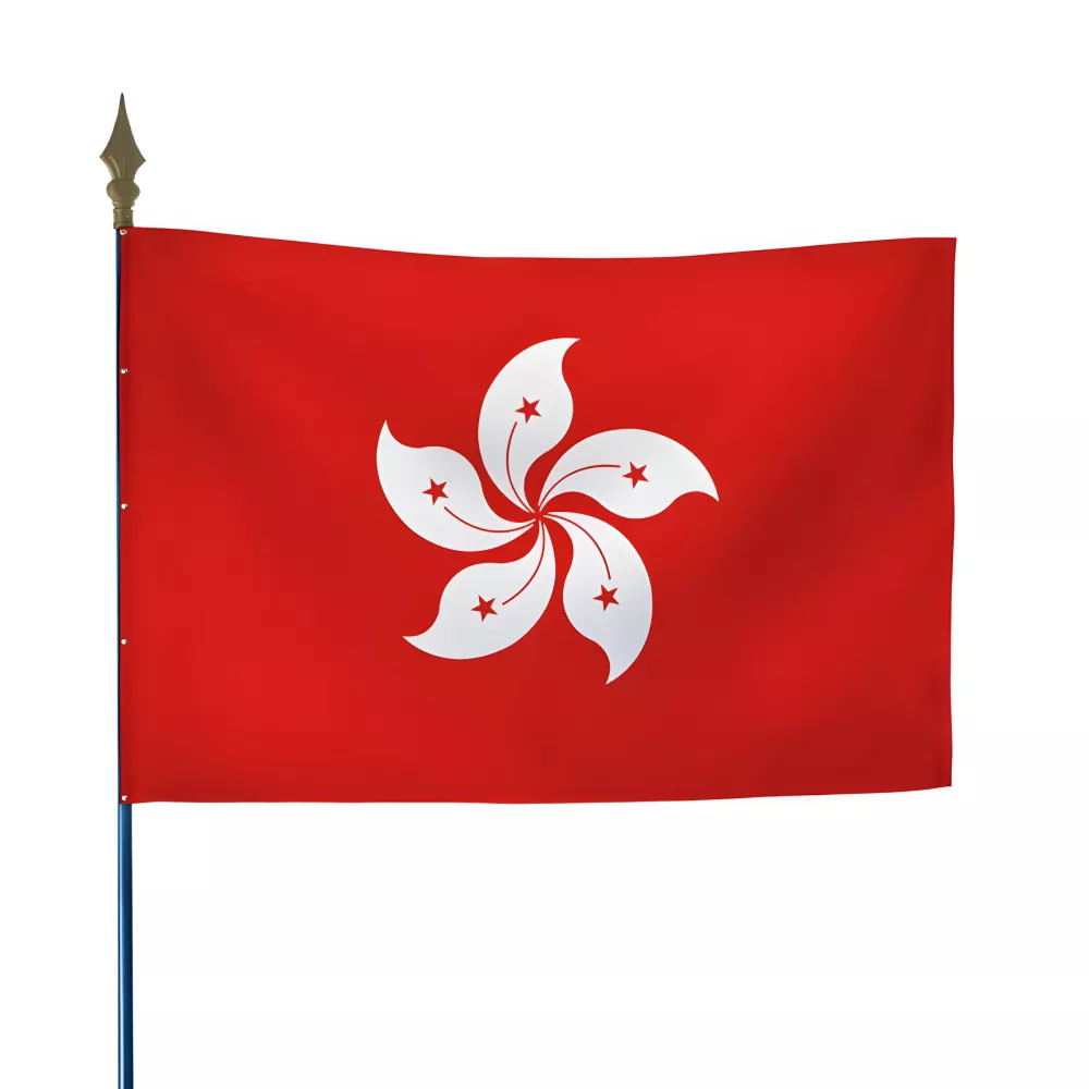 Drapeau Hong Kong en maille polyester avec hampe Drapeau Hong Kong en maille polyester avec hampe