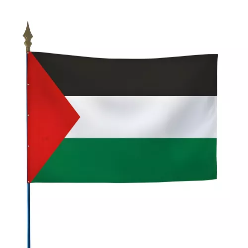 Drapeau Palestine en maille polyester avec hampe