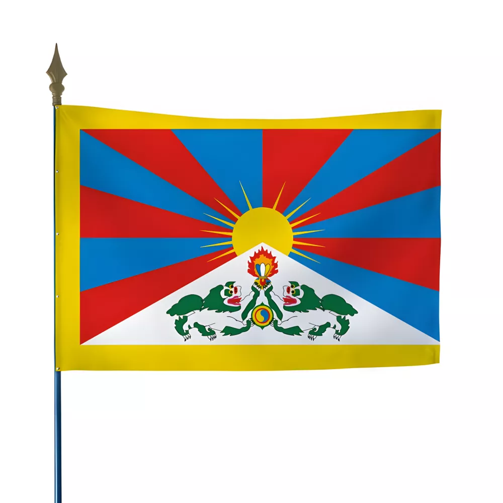 Drapeau Tibet en maille polyester avec hampe
