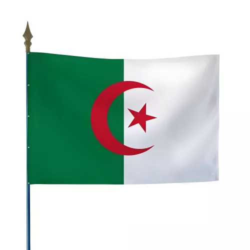 Drapeau Algérie en maille polyester avec hampe