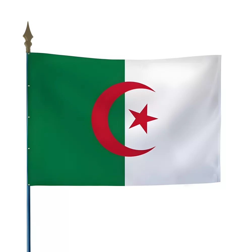Drapeau Algérie en maille polyester avec hampe
