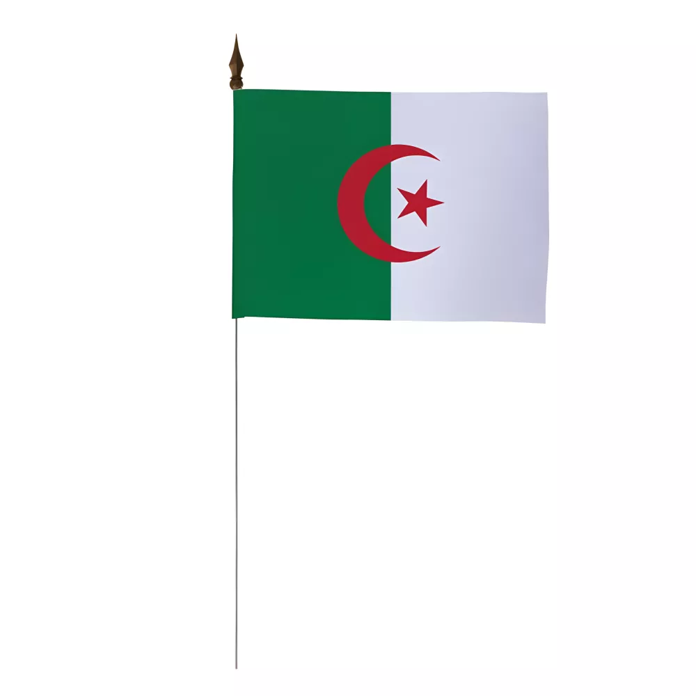 Drapeau de table Algérie 10 x 15 cm polyester avec tige
