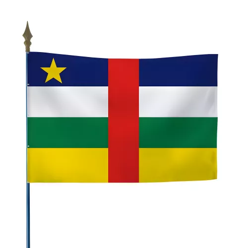 Drapeau Centrafrique en maille polyester avec hampe