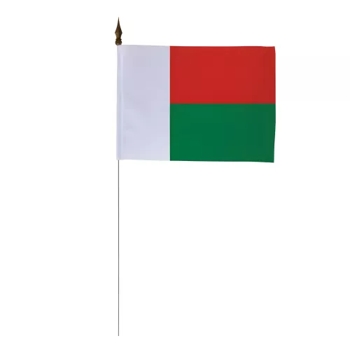 Drapeau de table Madagascar 10 x 15 cm polyester avec tige métal