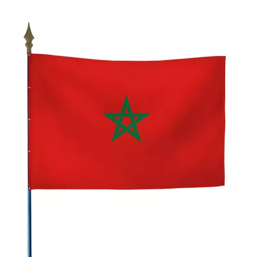 Drapeau Maroc en maille polyester avec hampe