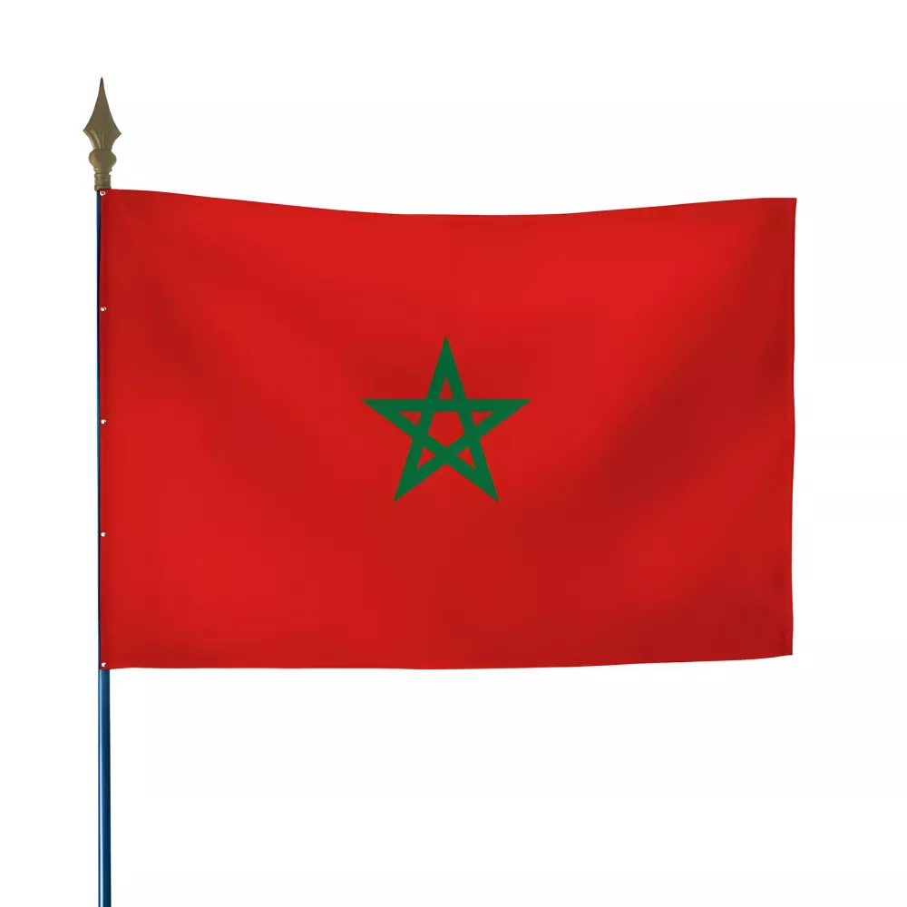 Drapeau Maroc en maille polyester avec hampe Drapeau Maroc en maille polyester avec hampe