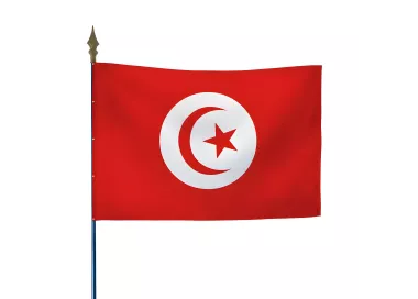 Drapeau Tunisie en polyester ignifugé avec hampe