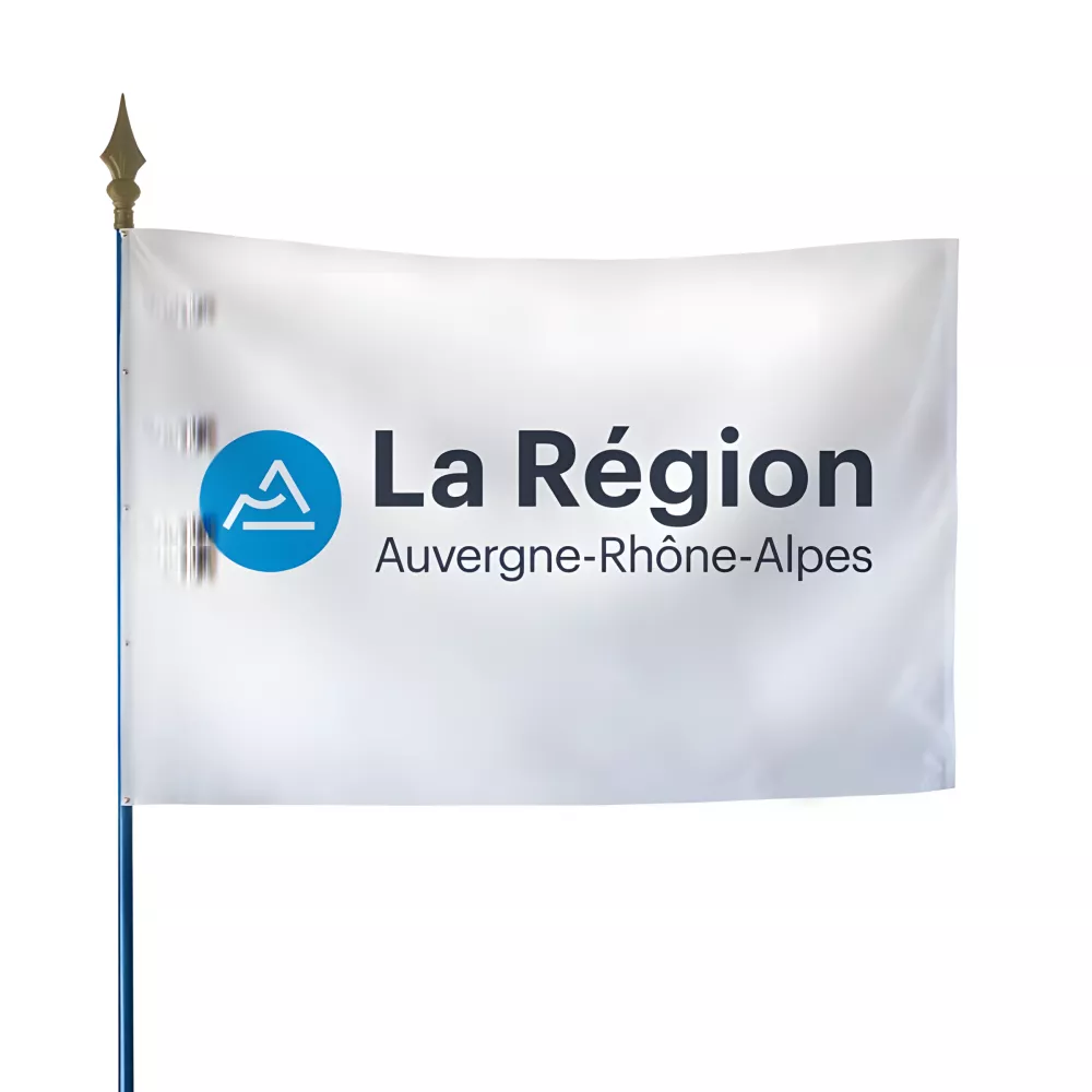 Drapeau région Auvergne Rhône Alpes en maille polyester Drapeau région Auvergne Rhône Alpes en maille polyester
