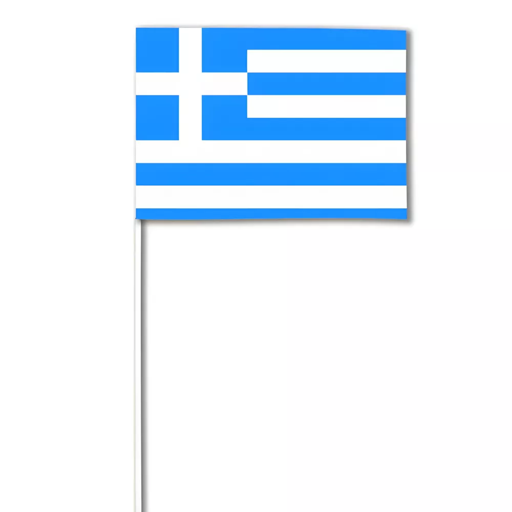 Drapeau Grèce à agiter 14 x 21 cm avec tige Drapeau Grèce à agiter 14 x 21 cm avec tige