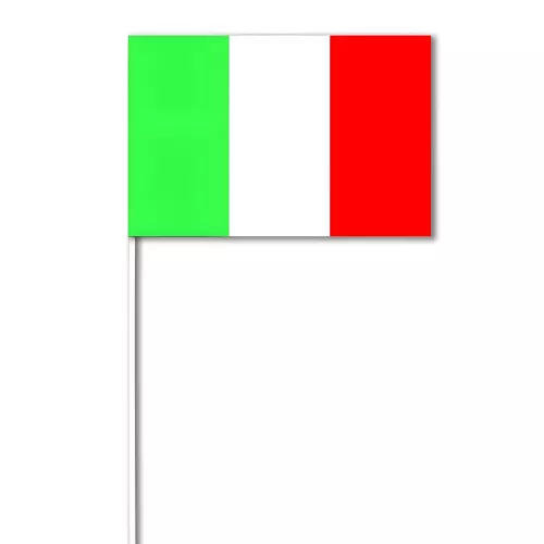 Drapeau Italie 14 x 21 cm à agiter avec tige bois