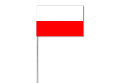 Drapeau Pologne 14 x 21 cm sur tige bois