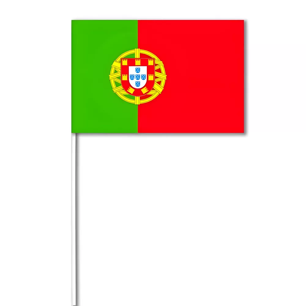 Drapeau Portugal 14 x 21 cm à agiter avec tige