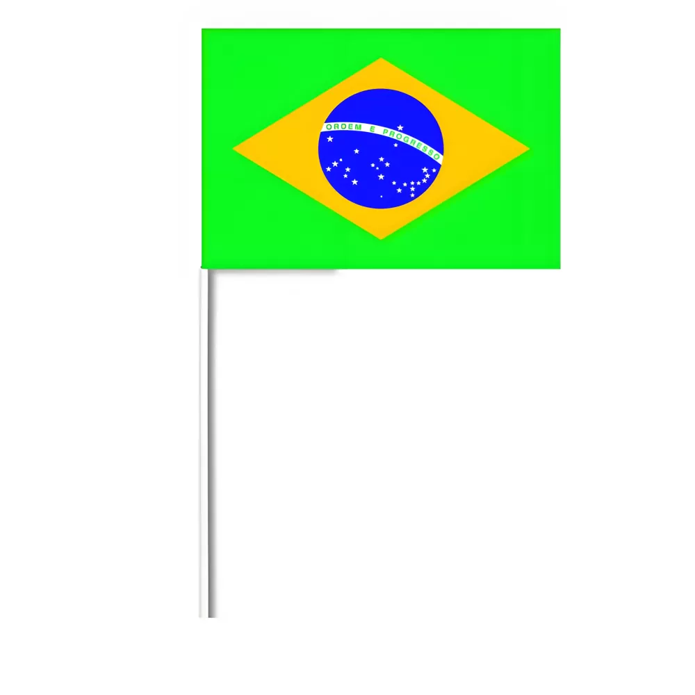 Drapeaux Brésil 14 x 21 cm à agiter avec tige Drapeaux Brésil 14 x 21 cm à agiter avec tige
